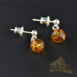 7mm Round amber earrings